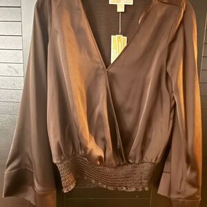 MICHAEL Michael Kors Dark Brown Satin Blouse